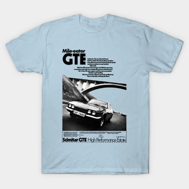 RELIANT SCIMITAR GTE - advert T-Shirt by Throwback Motors